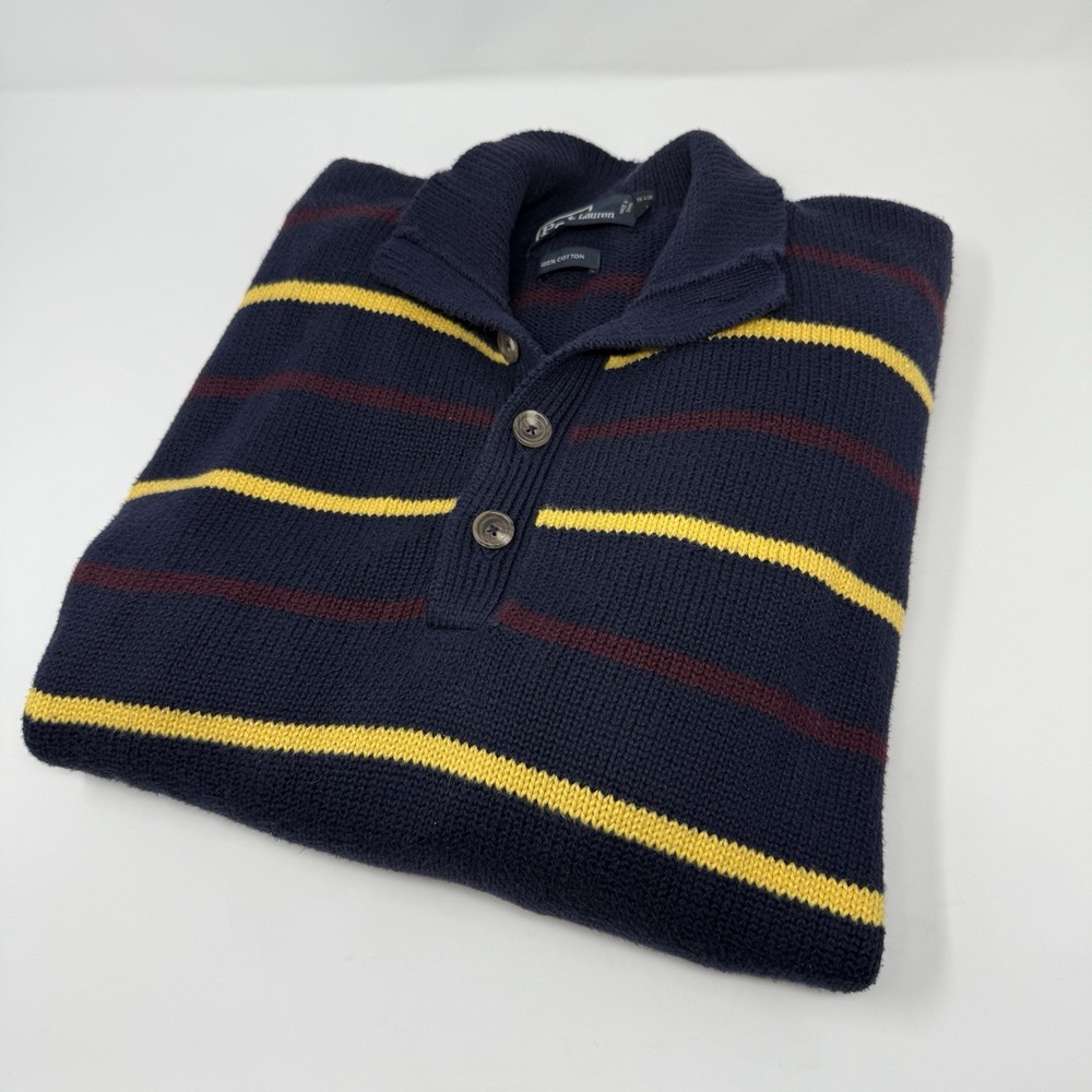 Vintage Polo Ralph Lauren Men's Size X-Large Henley Sweater Rugby Striped